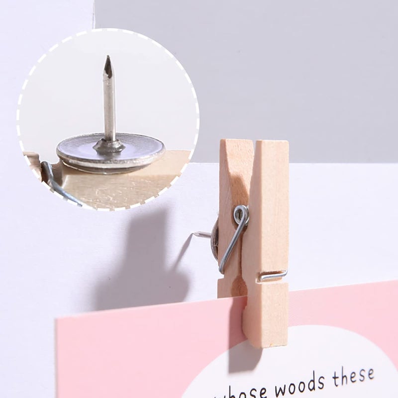 DOSEWART Push Pin Clips for Cork Board  60 Pcs Wooden Paper Clips with Push pins for Bulletin Board Decoration  Artworks  Notes  Photos  Cubicle and Classroom Decor - Image 3
